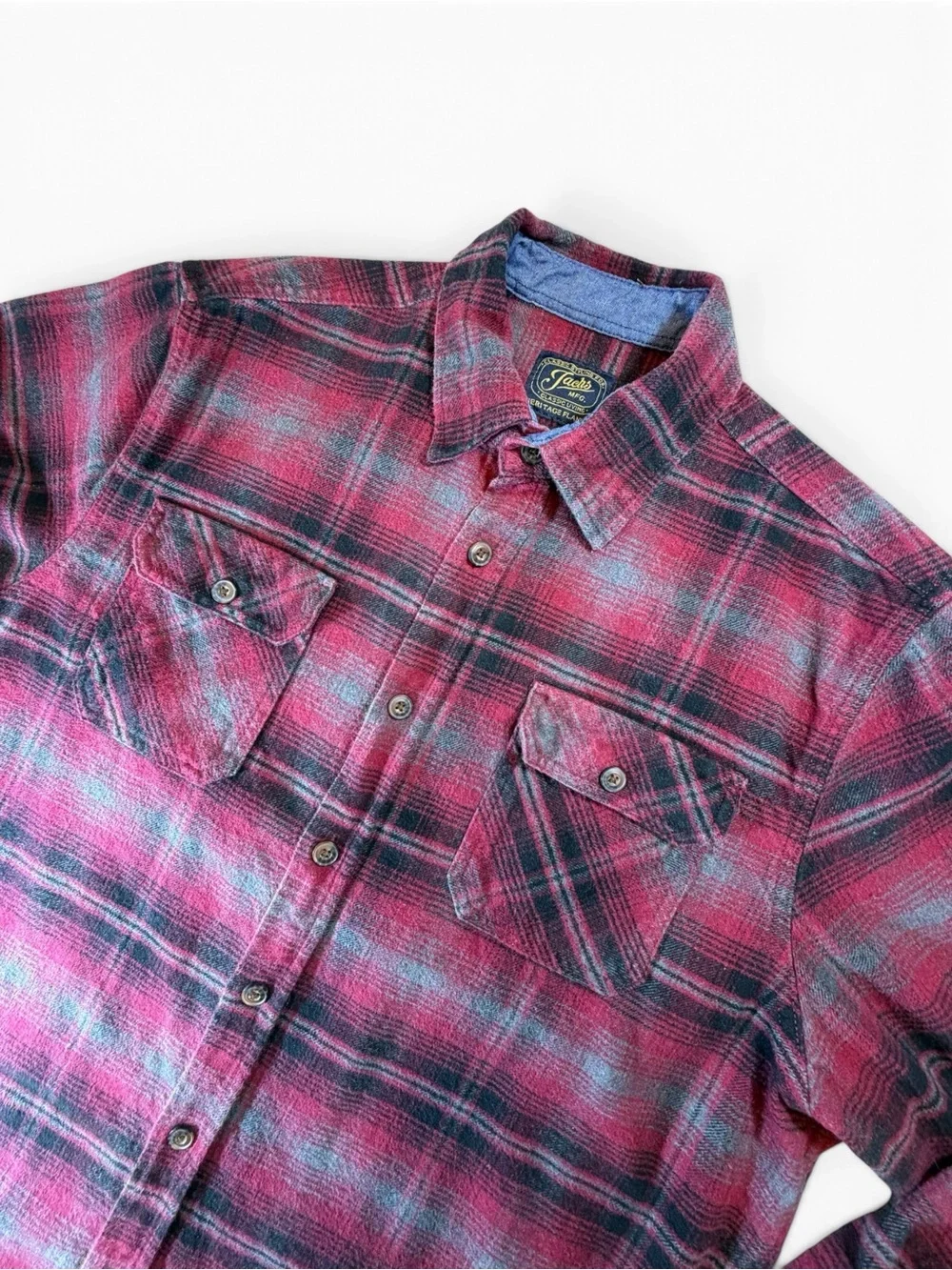 Jachs Men's Maroon Plaid Heritage Flannel Button-Up L